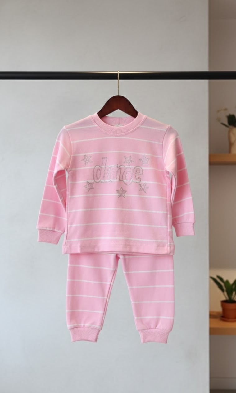 Çizgili Pembe Pijama Takımı