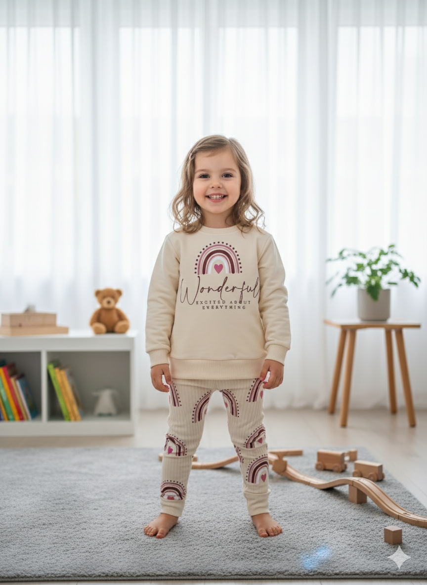 Gökkuşağı Baskılı 2'li takım