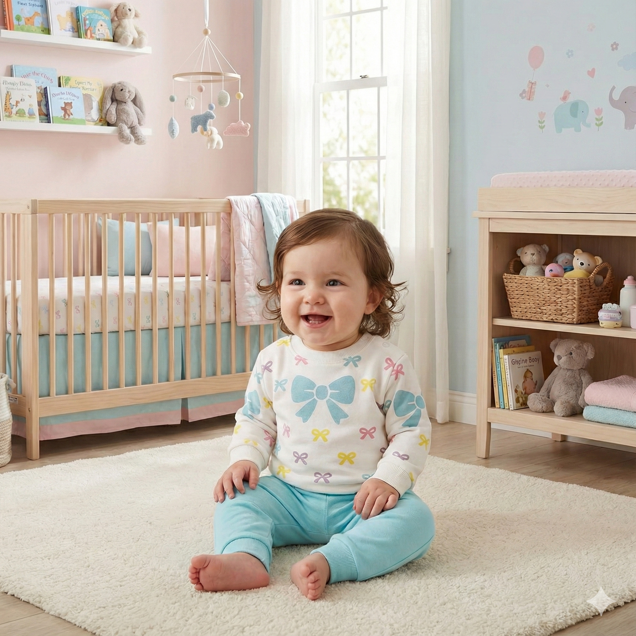  Fiyonk Desenli Kız Bebek 2’li Takım