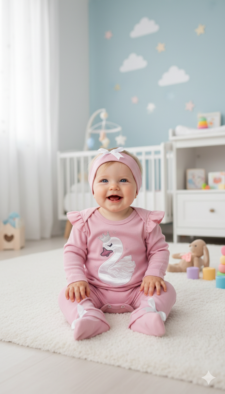 Kuğu Detaylı Yumuşacık 3lü Takım