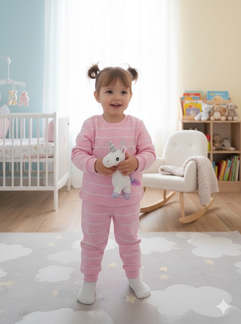 Çizgili Pembe Pijama Takımı