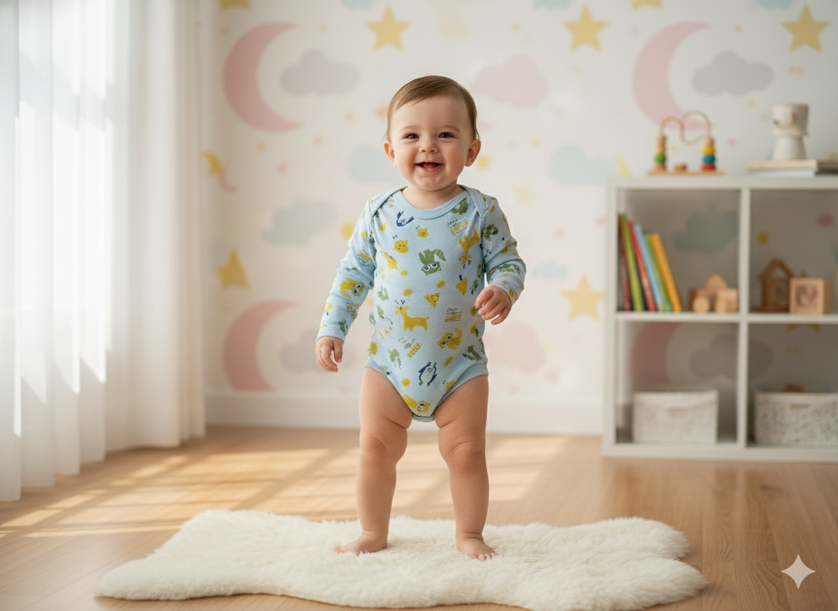 Uzun Kollu Mavi Figürlü Basic Zıbın