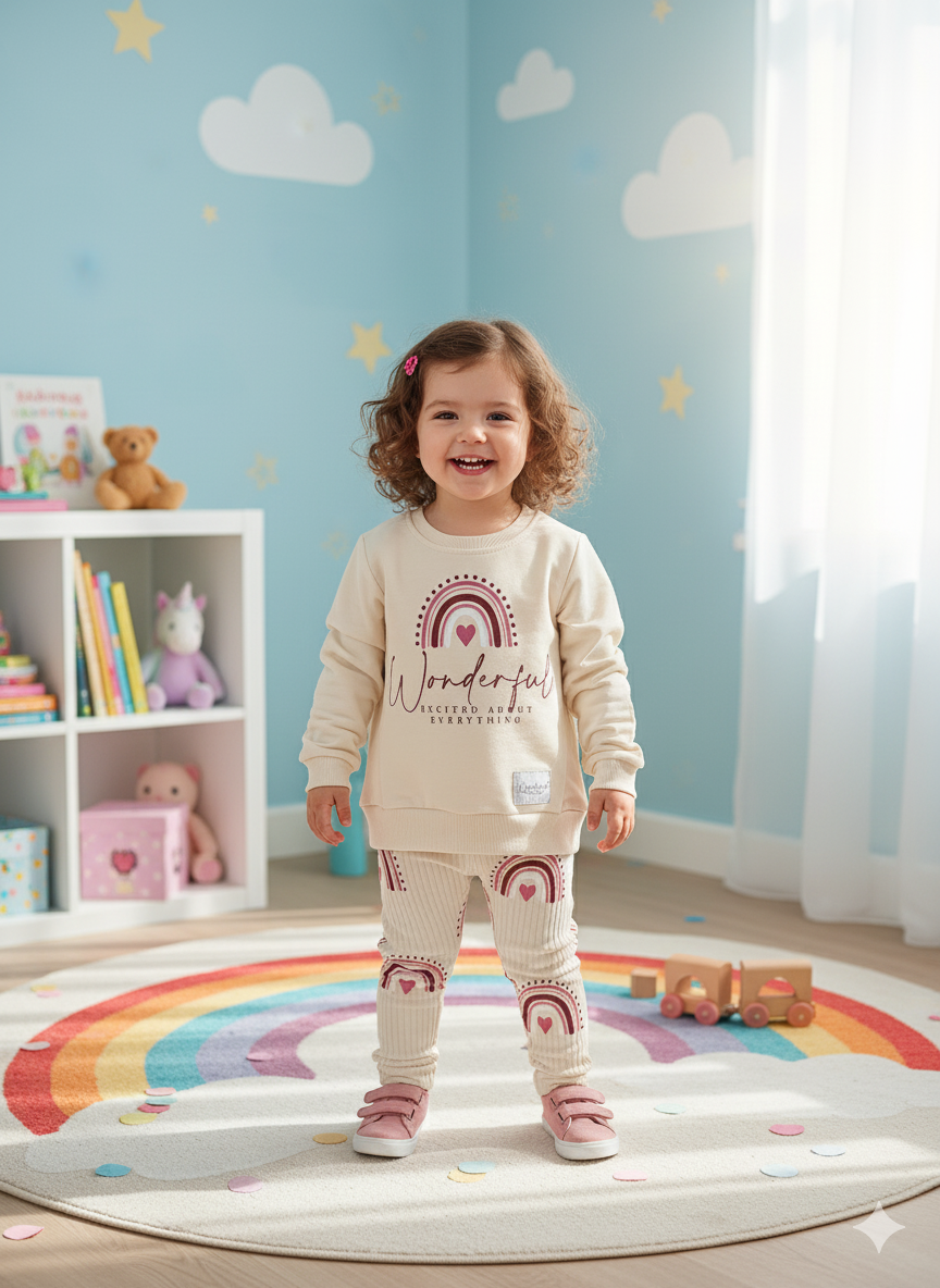 Gökkuşağı Baskılı 2'li takım