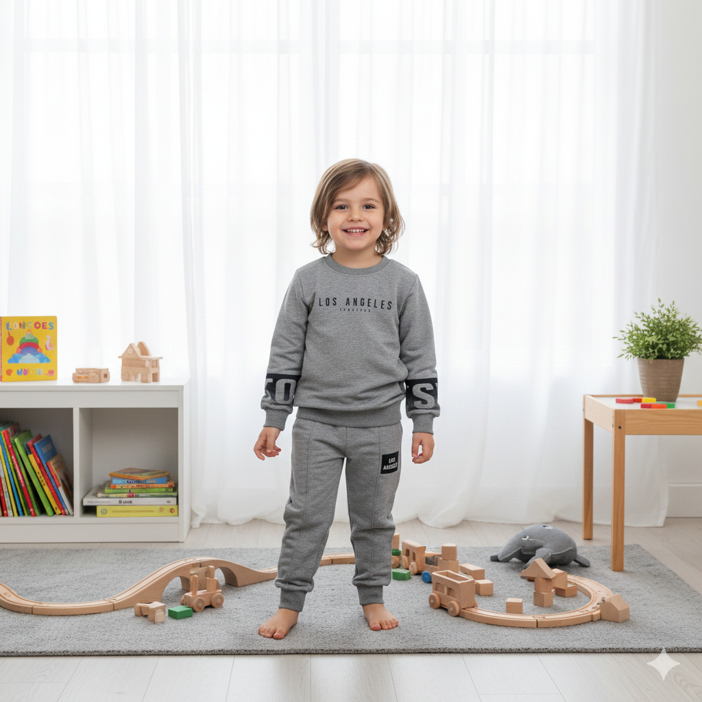 Yazı Baskılı Kol Detaylı Erkek Çocuk Takım