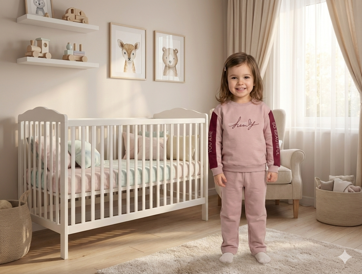 Pudra 3 İplik Şardonlu Kız Çocuk Takım